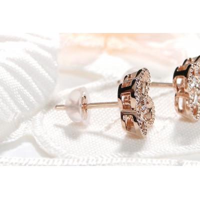 ふるさと納税 昭和町 【0.26ct】K18PGダイヤモンド クローバー ピアス |  | 01