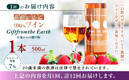 【12回定期便】【数量限定】高級 いちご 100％ワイン Giftfromthe Earth -大地からの贈り物- オーガニック【伊藤農園】  いちご 苺 熊本県 特産品 オーガニック 有機 お酒 ワ