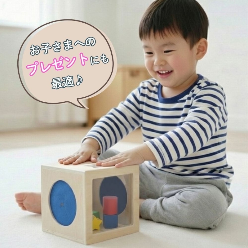 知育玩具 みててBOX 積み木 円柱 四角 三角 星 シート お手本シート 背景シート ボックス 木 ブラインドボックス 触覚 形当てる チャレンジカード 積み上げ 創造力 学び わくわく 愛知県 小