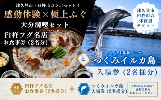 臼杵フグ名店お食事券と、うみたま体験パーク「つくみイルカ島」入場券 (2名様分) | チケット ペア入場券 利用券 体験型 観光 ふぐ とらふぐ 名物 水族館 ふれあい 九州 大分県 津久見市