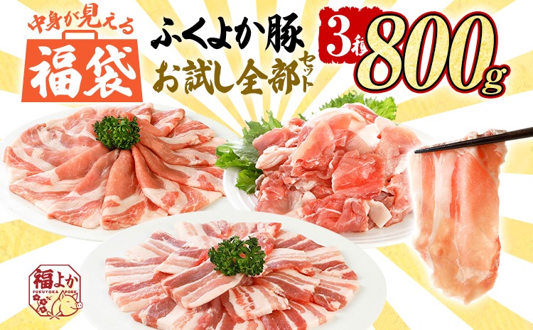 福袋 豚肉 しゃぶしゃぶ 焼肉 切り落とし【B】ふくよか豚 お試し全部セット ロース バラ 小分け ブタ肉 ぶた肉 冷凍 福岡県 福岡 九州 グルメ お取り寄せ
