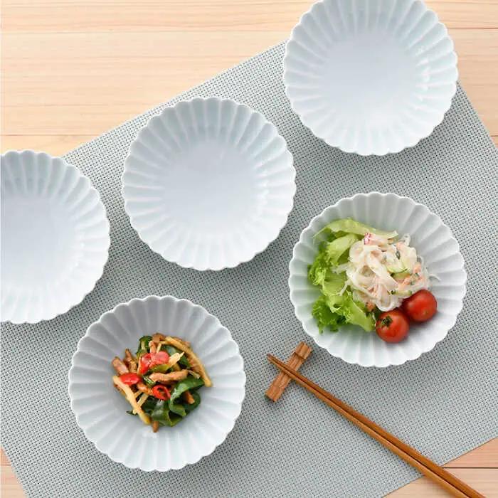 【波佐見焼】菊彫 青白釉 取鉢 (中) ボウル 5個セット 食器 皿 【福田陶器店】 [PA217]  波佐見焼