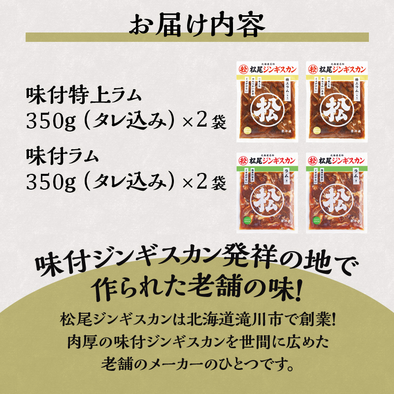【松尾ジンギスカン】ラム肉食べ比べセットB 北海道 滝川 ソウルフード 成吉思汗 BBQ 肉 焼き肉 焼肉 バーべキュー ラム マトン ラム肉 羊 羊肉 ジンギスカン タレ 味付 個包装 冷凍 おすす