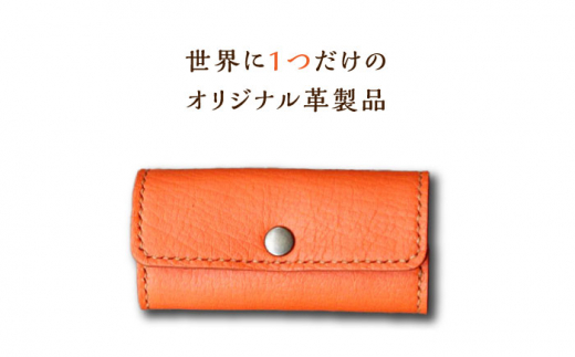 【名入れ可】対馬 イノシシ ・ シカ 革 キーケース（ターコイズ・イノシシ）《対馬市》【一般社団法人daidai】 革製品 革 レザー 革小物 [WBH022]