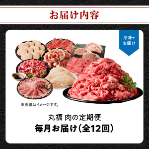 丸福 肉の定期便（12回）／ 牛肉 定期便【Z042】