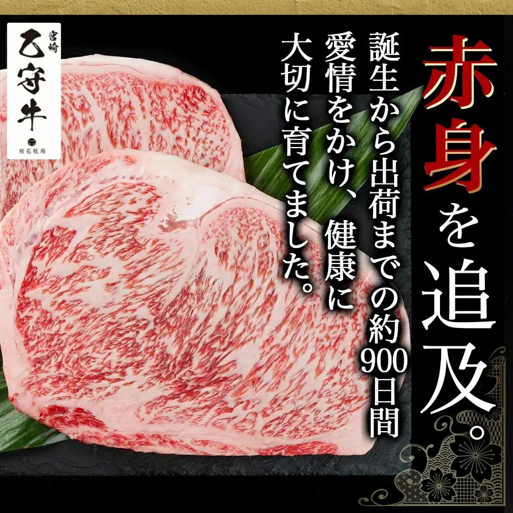 数量限定！【宮崎牛A5】ロースステーキ 計約440g(2枚) (乙守牛)〔26-6501〕_(都城市) 都城産宮崎牛 乙守牛 A5 リブロースもしくはサーロイン 2枚 約440g 真空パック ギフト 