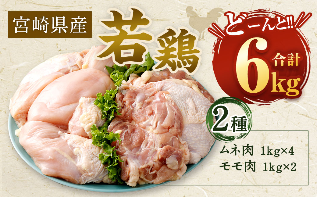 ＜【2025年8月発送】宮崎県産若鶏6kgセット＞