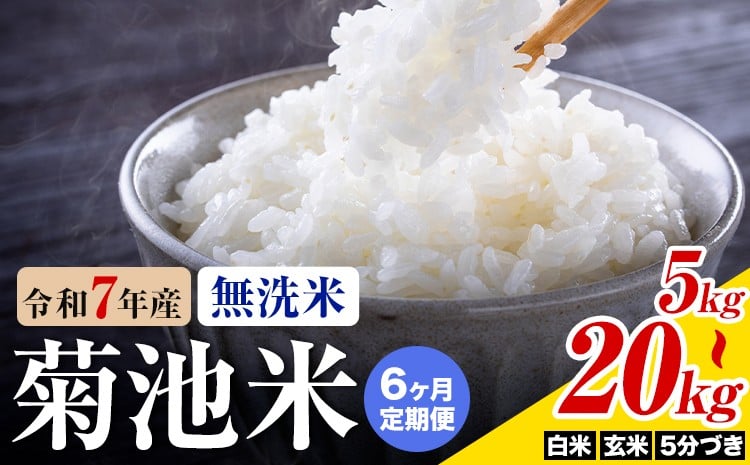 
                  【6ヶ月定期便】熊本県産 菊池米 無洗米 白米 玄米 5分づき 5kg/10kg/20kg 選べる内容量 1袋5kg 米 お米 令和7年産 九州産 熊本県産  送料無料《お申込み翌月に出荷予定》玄米 無洗米 白米 米
                