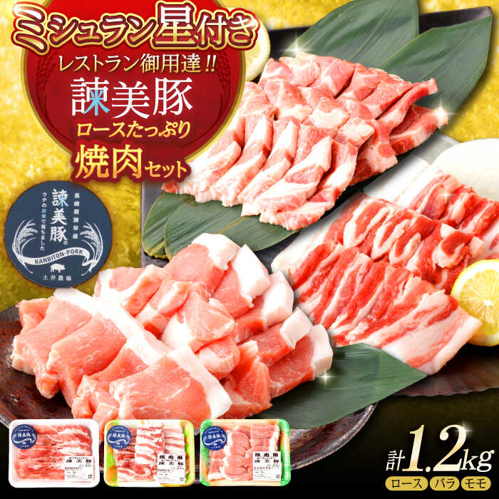 【ふるさと納税】諫美豚焼肉セット計1.2kg / 豚肉 ロース バラ モモ 焼肉 小分け / 諫早市 / 株式会社土井農場 [AHAD057]