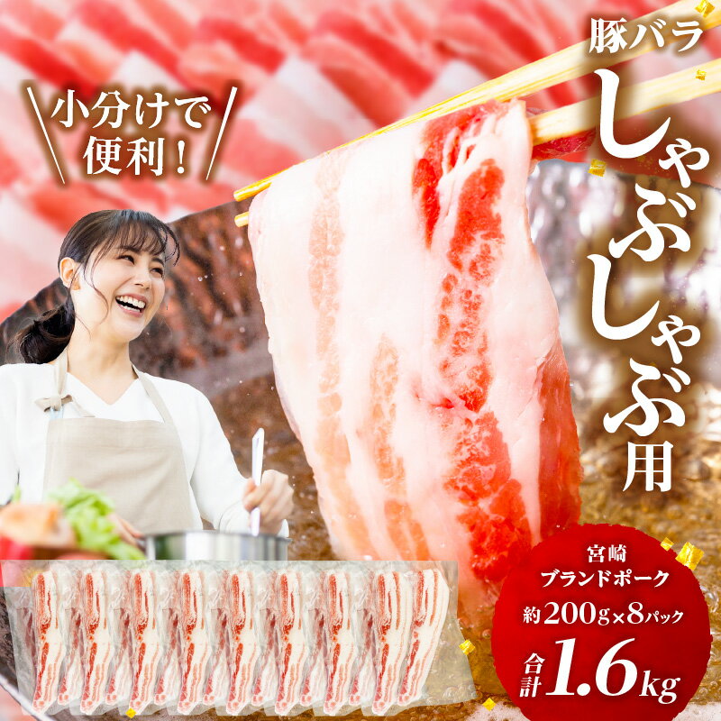 【ふるさと納税】宮崎ブランドポーク バラ 2mm スライス しゃぶしゃぶ用 合計1.6kg 国産 宮崎県産 豚肉 肉 お肉 ポーク ブランドポーク ブランド豚 スライス肉 バラスライス 小分け パック 真空パック 普段使い 使い勝手 グルメ お取り寄せ 宮崎県 宮崎市 送料無料
