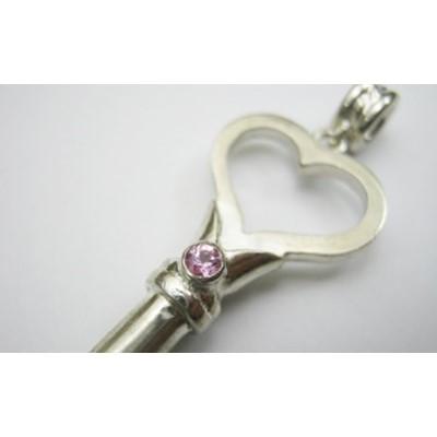 ふるさと納税 館山市 銀の笛　鍵だけど笛　ハートキーペンダント　ホイッスル　チェーン付き　ピンクサファイア　シルバー |  | 01
