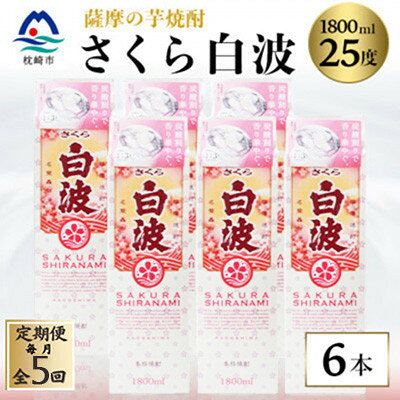 【ふるさと納税】【毎月定期便】【さくら白波】25度 1800ml×6パックセット　SE359BX05全5回【配送不可地域：離島】【4088162】