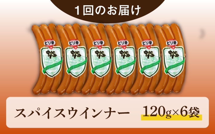 【6回定期便】スパイスウインナー 120g×6袋 /宮地ハム [UBM039]