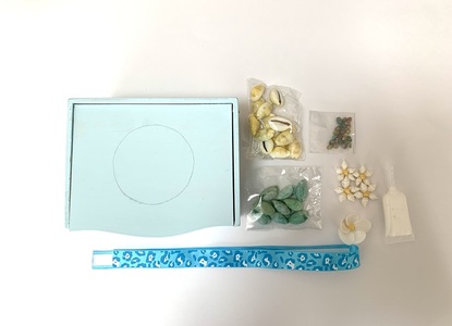 「手作りキット」貝がらで飾る宝箱【ホワイト・パープル・ブルー】  手作りキット 貝がらアート 宝箱 選べるカラー ホワイト パープル ブルー 縦約10cm×横約13cm×高さ約7cm 木製ボックス ア