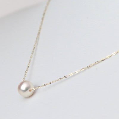 K18あこや真珠スルーネックレス7.5-8.0mmほんのりピンク色【配送不可地域：沖縄県】