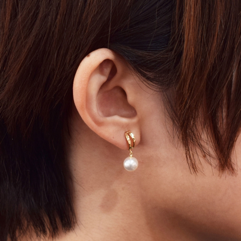 S085-500_あこや真珠 天草 イヤリング 7.5ｍｍ - 8mm ホワイトピンク 真珠 半円