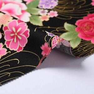 【ピンク】紀州晒 紀州和晒 シーチング コットン 綿 綿100% 生地 布 開花シリーズ  和柄 花柄 菊 和風 WAGARA おしゃれ ハンドメイド 手芸 手作り 3m 約110cm