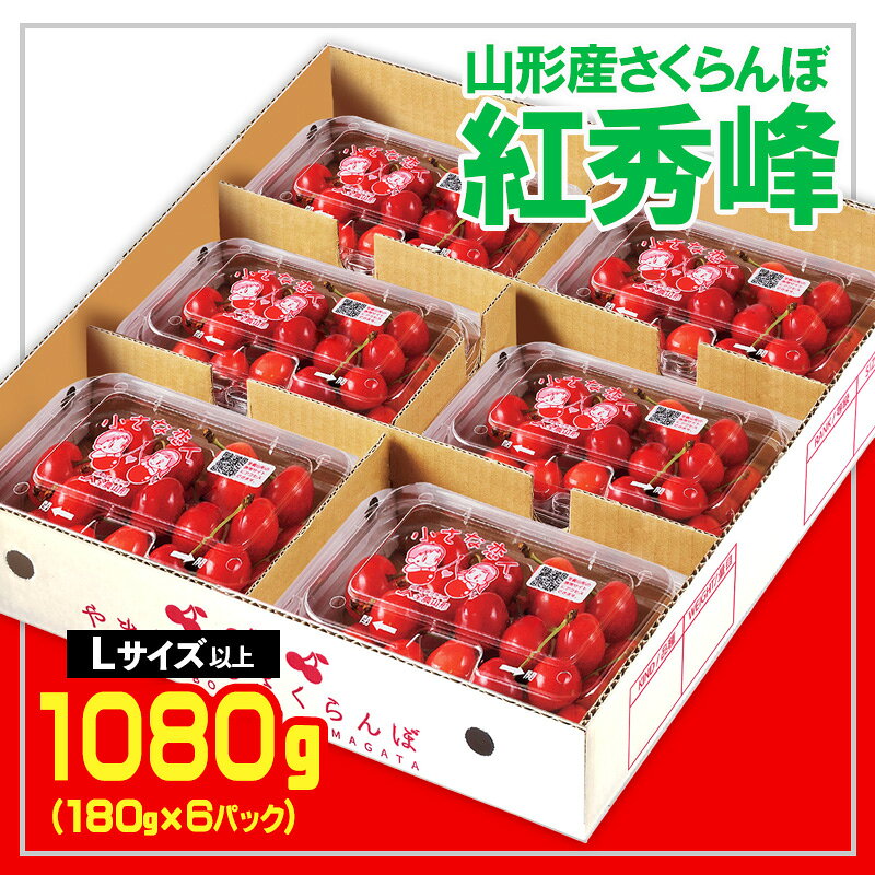 【ふるさと納税】☆山形さくらんぼ 紅秀峰☆Lサイズ以上 1080kg(180g×6) 【令和9年産先行予約】 FS25-555 くだもの 果物 フルーツ 山形 山形県 山形市 お取り寄せ 2027年産