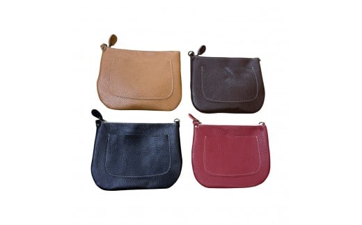 革・ファスナーポーチ ラージ［キャメル］