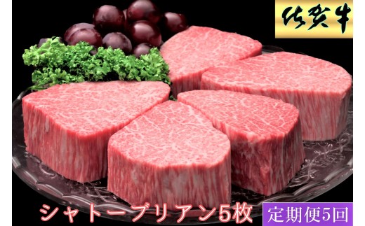 佐賀牛ヒレシャトーブリアン200ｇ×5枚　5ヵ月連続定期便 999-J1515