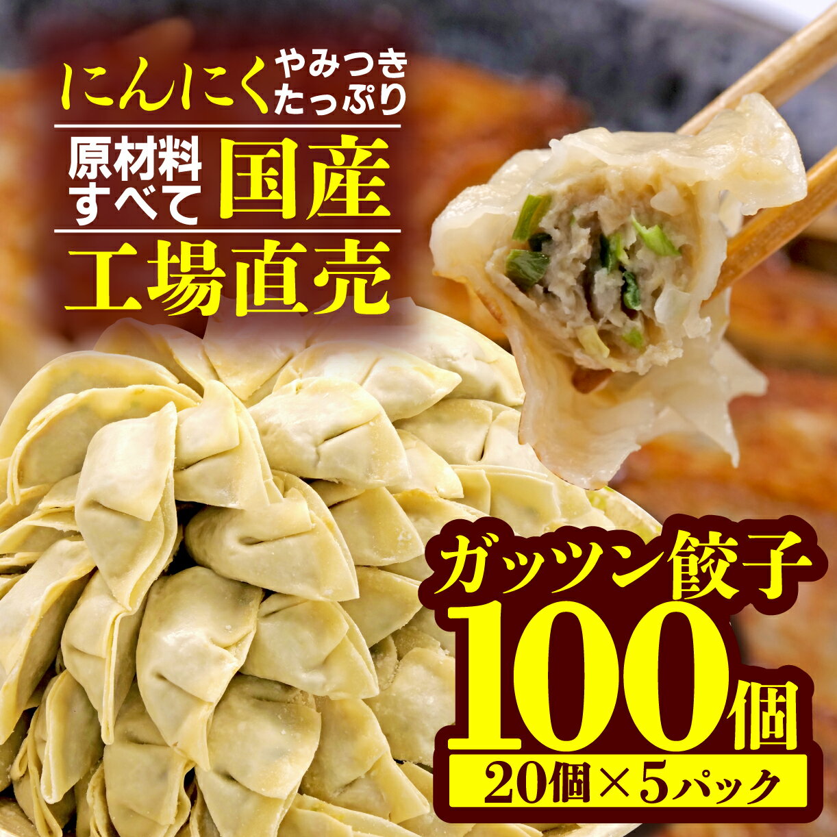 【ふるさと納税】 餃子 にんにく 100個 20個 × 5パック ジューシー 冷凍 個分け ガッツン餃子 松福 国産 中華 焼き餃子 水餃子 手作り パーティー 野菜 ニンニク ぎょうざ ギョウザ 冷凍食品 簡単調理 惣菜 沼津市 静岡県