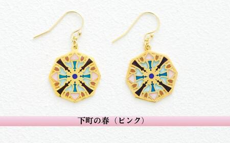 七宝焼 東京楽景 ピアス プリカジュール ジュエリー／下町の春（ピンク）【004-009-1】