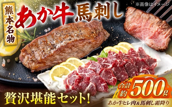 
            熊本の贅沢 あか牛 ヒレ肉 約300g 霜降り 馬刺し 約200g（計約500g） 赤牛 和牛 牛肉 馬肉 牛 馬 肉 霜降り ヒレ フィレ肉 ヘルシー 冷凍 熊本県【合同会社 たべたせいか】 [AYCB071]
          