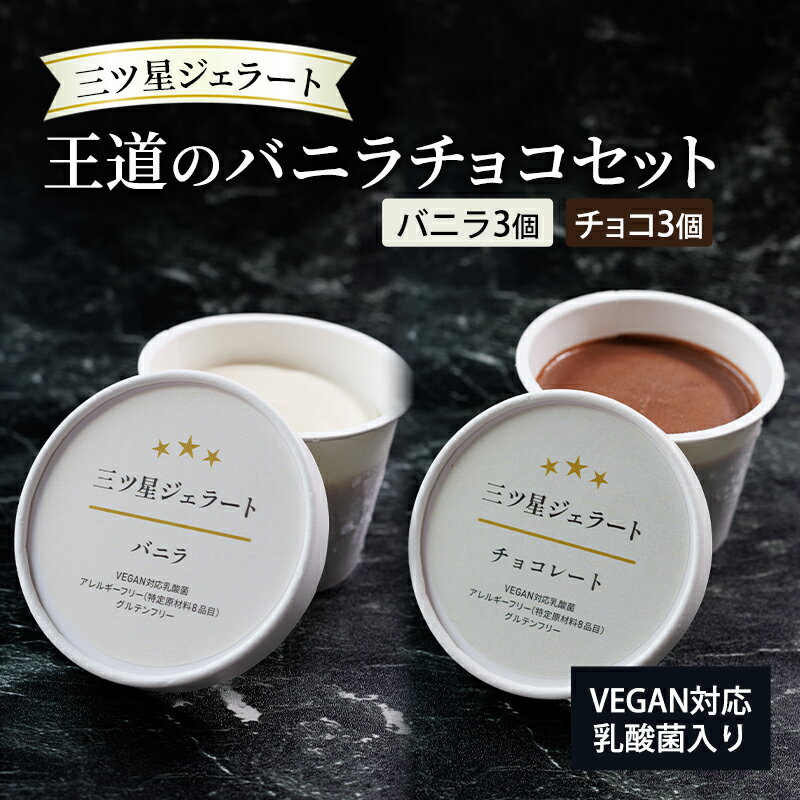 【ふるさと納税】世界中の人たちが食べられる！VEGAN対応乳酸菌入り「三ツ星ジェラート」王道のバニラチョコセット（バニラ×3、チョコ×3）ジェラート セット アイス スイーツ 豊島区 東京