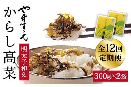 【全12回定期便】明太子入り からし高菜 600g （300g × 2袋） 糸島市 / やますえ [AKA058] 辛子高菜 辛子高菜 辛子高菜 辛子高菜 辛子高菜 辛子高菜 辛子高菜 