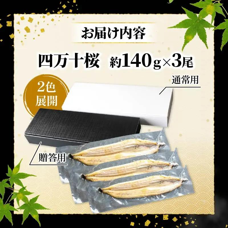 【通常用】【3回定期便】極上国産うなぎ四万十桜 白焼き約140g×3尾　白焼き
