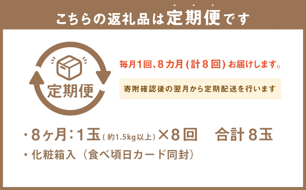 【8ヶ月定期便】静岡県産高級 アローマメロン 白等級 約1.5kg以上×大玉1玉