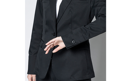 【ふるなび限定】レディース テーラードライトジャケット「ワークウェアスーツ」スーツに見える作業着 　 丸洗い可 ストレッチ 速乾 部屋干し可 撥水 シワになりにくい　ブラック FN-Limited-S