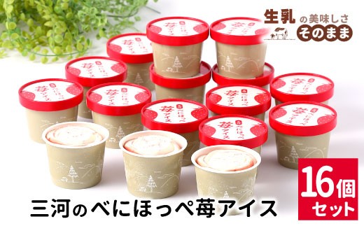 【年内発送受付中！】マーブルアイスのべにほっぺ苺アイス 16個セット 10000円　紅ほっぺ　いちご　アイスクリーム　ソフトクリーム　スイーツ　デザート いちごミルク 苺