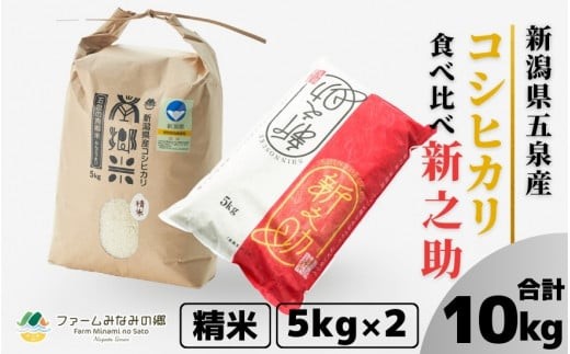 【先行予約】令和8年産 お米食べ比べセット 精米（南郷米5kg、新之助5kg） 新潟県 五泉市 ファームみなみの郷