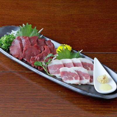 ふるさと納税 益城町 【馬刺し】熊本直送　二種盛り　赤身100g・フタエゴ50g　合計150gセット(益城町)
