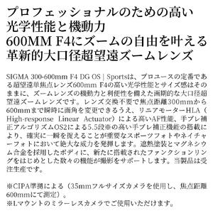 SIGMA 300-600mm F4 DG OS | Sports【Lマウント】超望遠 ズームレンズ ＊受注生産品