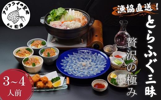 漁協直送！とらふぐ三昧贅沢の極み3〜4人前【F8-001】