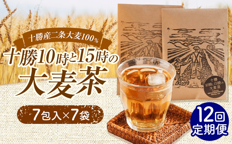 【12回定期便】二条大麦100％「十勝10時と15時の大麦茶」7包×7袋×12回 EBF Toyokoro《お申込み翌月から出荷》北海道 豊頃町 麦茶 大麦 お茶 子供 すっきり---toyokoro