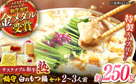 サステナブル和牛 熟 鍋守 白のもつ鍋セット２?３人前 モツ250g | サステナブル 和牛 もつ鍋 セット 白みそ 島根県雲南市/株式会社熟豊ファーム [AIAT007]
