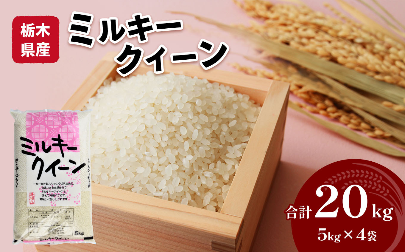 
            栃木県産 ミルキークイーン 20kg 米 お米 コメ 国産 精米 もちもち 真岡市 栃木県 送料無料
          