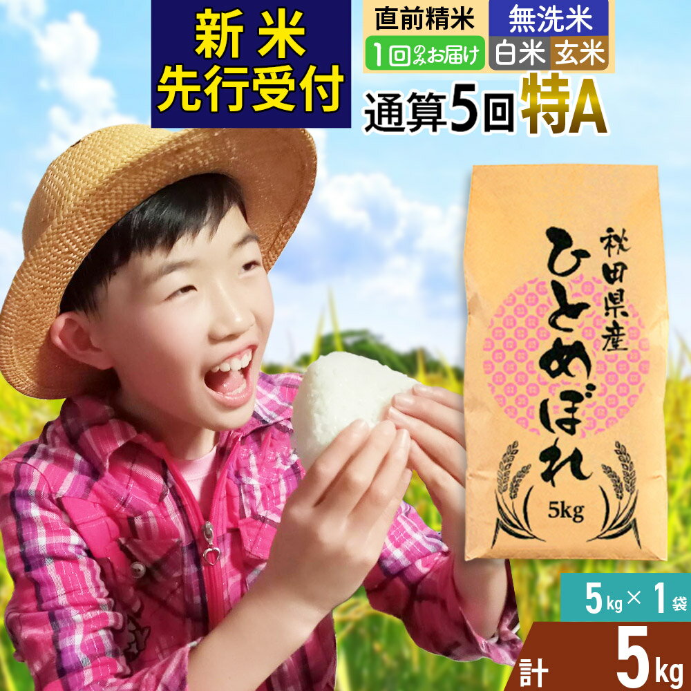 【ふるさと納税】《予約受付》《1回のみお届け》令和7年産【無洗米／白米／玄米】通算5回特A 秋田県産ひとめぼれ 5kg (5kg×1袋) 【2025年11月中出荷予定】