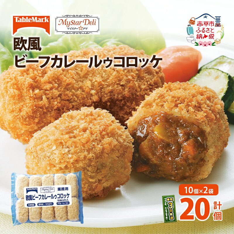 【ふるさと納税】北海道 コロッケ MD欧風ビーフカレールゥコロッケ 計20個 10個×2袋 マイスターデリ 冷凍 冷凍食品 惣菜 弁当 おかず 揚げ物 セット グルメ 大容量