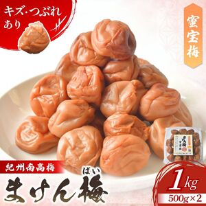 訳あり梅干し まけん梅（R） 蜜宝梅 1kg（500g×2）紀州南高梅 塩分約5% nankiume009A【nankiume009A】