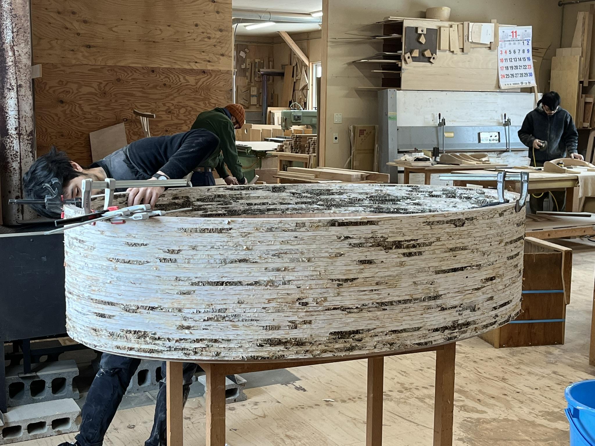 【木と暮らしの工房】H.O.スツール　＜樹種：ナラ／座面：本革（ダークグレー）＞