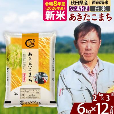 ふるさと納税 北秋田市 新米 令和8年産 《定期便12ヶ月》秋田県産 あきたこまち 6kg【白米】|msrf-12612