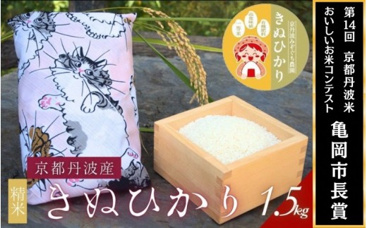 【令和7年産】京都府産きぬひかり 1.5kg《ねこ柄》贈答用 発送直前精米 精米 白米 コメ ごはん ライス ご飯 ギフト 贈り物