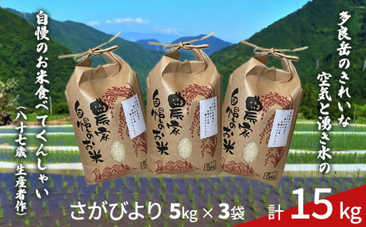 PC-3 【さがびより】湧き水で育てたおいしいお米5kg×3袋