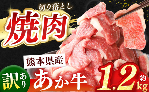 訳あり 熊本県産 あか牛 焼肉 切り落とし 約 1.2kg  | 熊本県 和水町 くまもと なごみ 肉 牛肉 肥後 肥後の赤牛 スライス 冷凍 切落し にく 肉 牛丼 小分け 数量限定 人気 熊本県産 熊本牛 和牛 ブランド牛 訳あり 規格外 不揃い