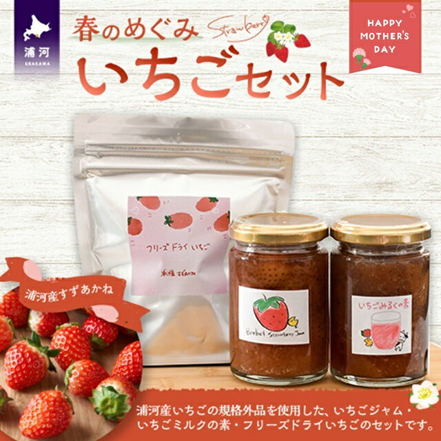 【ふるさと納税】【母の日対応】べてるの家の「いちごセット」[45-1594] 北海道 浦河 ふるさと納税 母の日対応 いちごジャム いちごミルクの素 浦河産いちご使用 フリーズドライ ギフト 贈答用 セット 送料無料