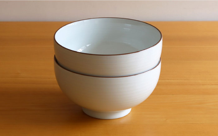 【白山陶器】【定番のシリーズ】白磁千段6寸深めん丼 2ピースセット【波佐見焼】[TA111]